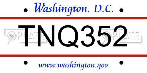 TNQ352 District Of Columbia License Plate