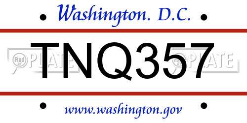 TNQ357 District Of Columbia License Plate