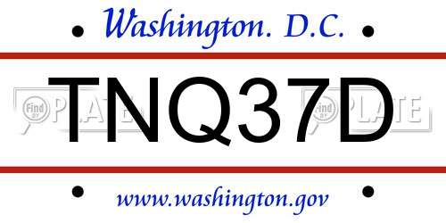 TNQ37D District Of Columbia License Plate