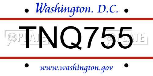 TNQ755 District Of Columbia License Plate