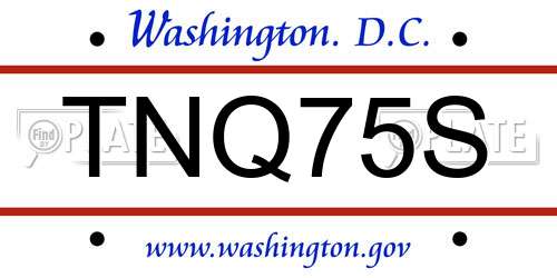 TNQ75S District Of Columbia License Plate