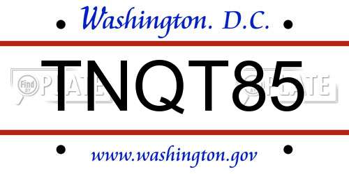 TNQT85 District Of Columbia License Plate