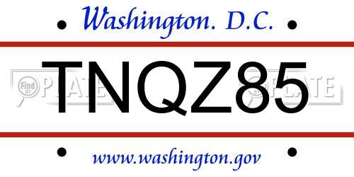 TNQZ85 District Of Columbia License Plate