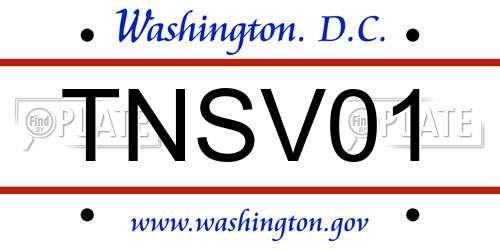TNSV01 District Of Columbia License Plate