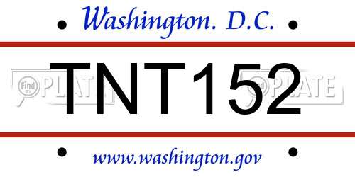 TNT152 District Of Columbia License Plate