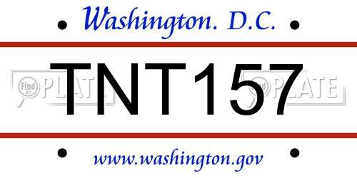 TNT157 District Of Columbia License Plate
