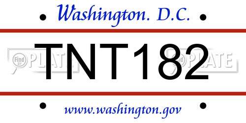 TNT182 District Of Columbia License Plate