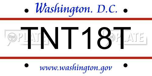 TNT18T District Of Columbia License Plate