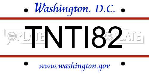 TNTI82 District Of Columbia License Plate