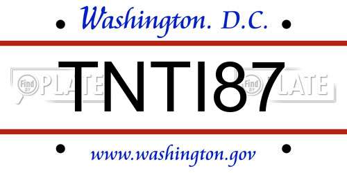 TNTI87 District Of Columbia License Plate