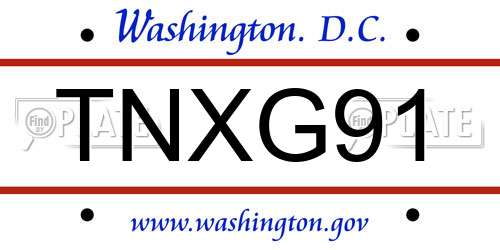 TNXG91 District Of Columbia License Plate