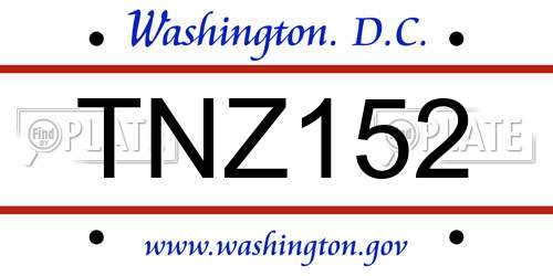TNZ152 District Of Columbia License Plate