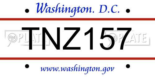 TNZ157 District Of Columbia License Plate