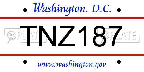 TNZ187 District Of Columbia License Plate