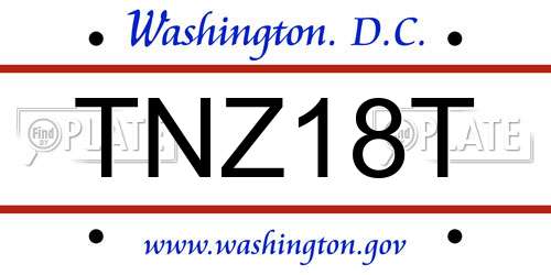 TNZ18T District Of Columbia License Plate
