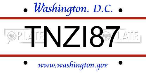 TNZI87 District Of Columbia License Plate