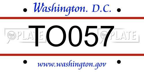TO057 District Of Columbia License Plate