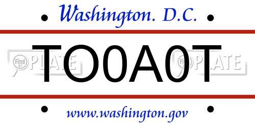 TO0A0T District Of Columbia License Plate