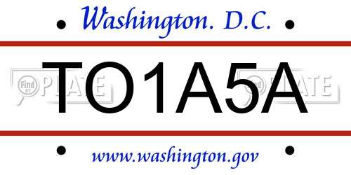 TO1A5A District Of Columbia License Plate