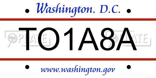TO1A8A District Of Columbia License Plate