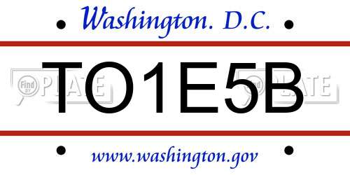 TO1E5B District Of Columbia License Plate