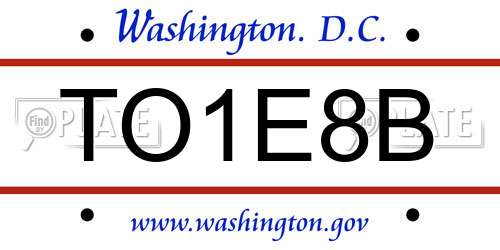 TO1E8B District Of Columbia License Plate