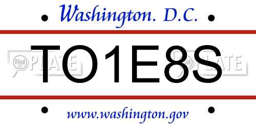 TO1E8S District Of Columbia License Plate
