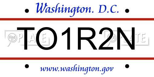 TO1R2N District Of Columbia License Plate