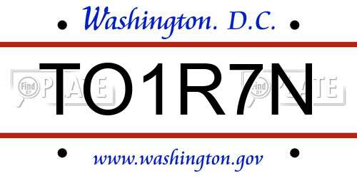 TO1R7N District Of Columbia License Plate