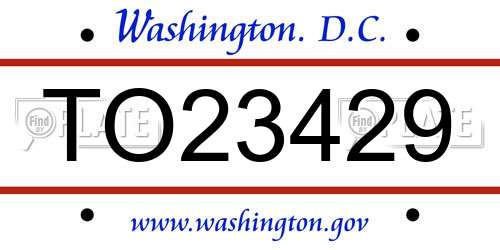 TO23429 District Of Columbia License Plate