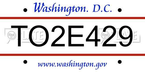 TO2E429 District Of Columbia License Plate