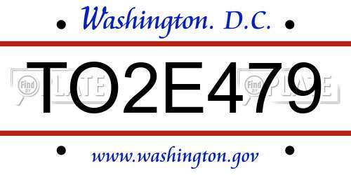 TO2E479 District Of Columbia License Plate