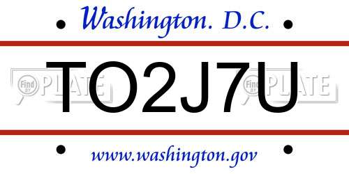 TO2J7U District Of Columbia License Plate
