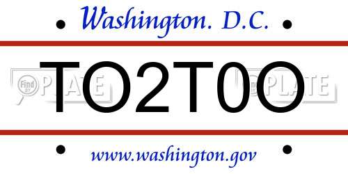 TO2T0O District Of Columbia License Plate