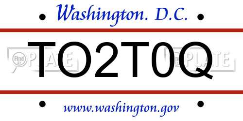 TO2T0Q District Of Columbia License Plate