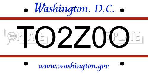 TO2Z0O District Of Columbia License Plate