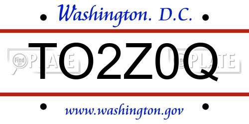 TO2Z0Q District Of Columbia License Plate