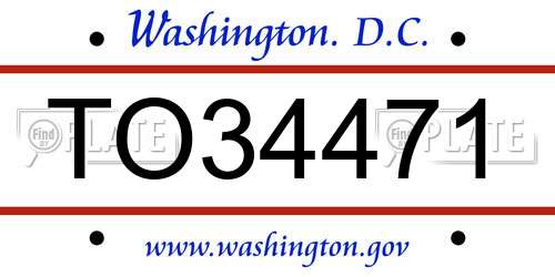 TO34471 District Of Columbia License Plate