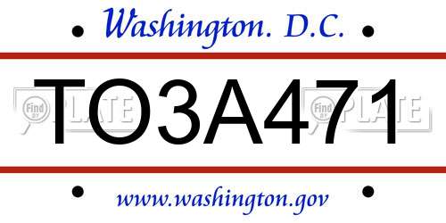 TO3A471 District Of Columbia License Plate