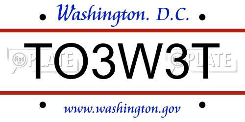 TO3W3T District Of Columbia License Plate