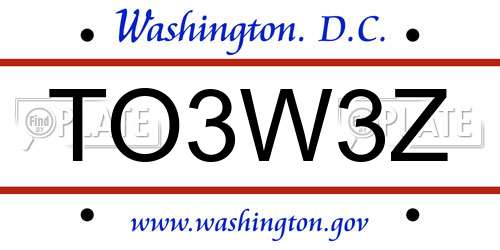 TO3W3Z District Of Columbia License Plate