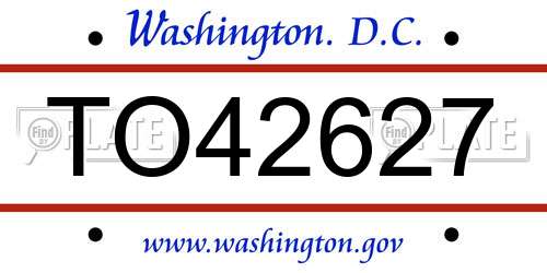 TO42627 District Of Columbia License Plate