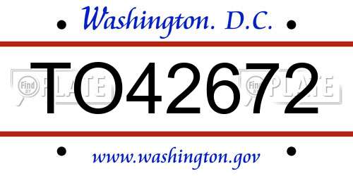 TO42672 District Of Columbia License Plate