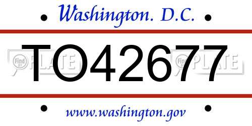 TO42677 District Of Columbia License Plate