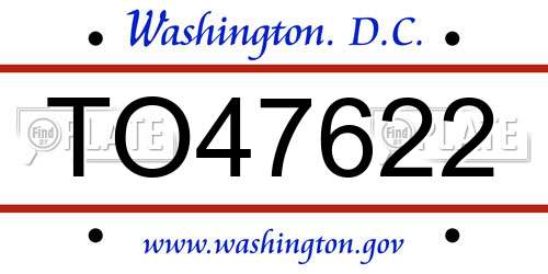TO47622 District Of Columbia License Plate