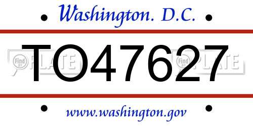 TO47627 District Of Columbia License Plate