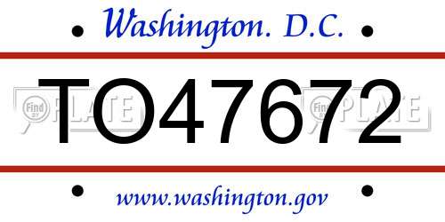 TO47672 District Of Columbia License Plate