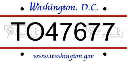 TO47677 District Of Columbia License Plate