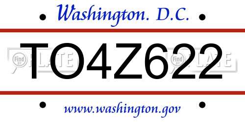 TO4Z622 District Of Columbia License Plate