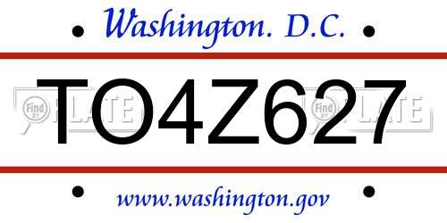 TO4Z627 District Of Columbia License Plate